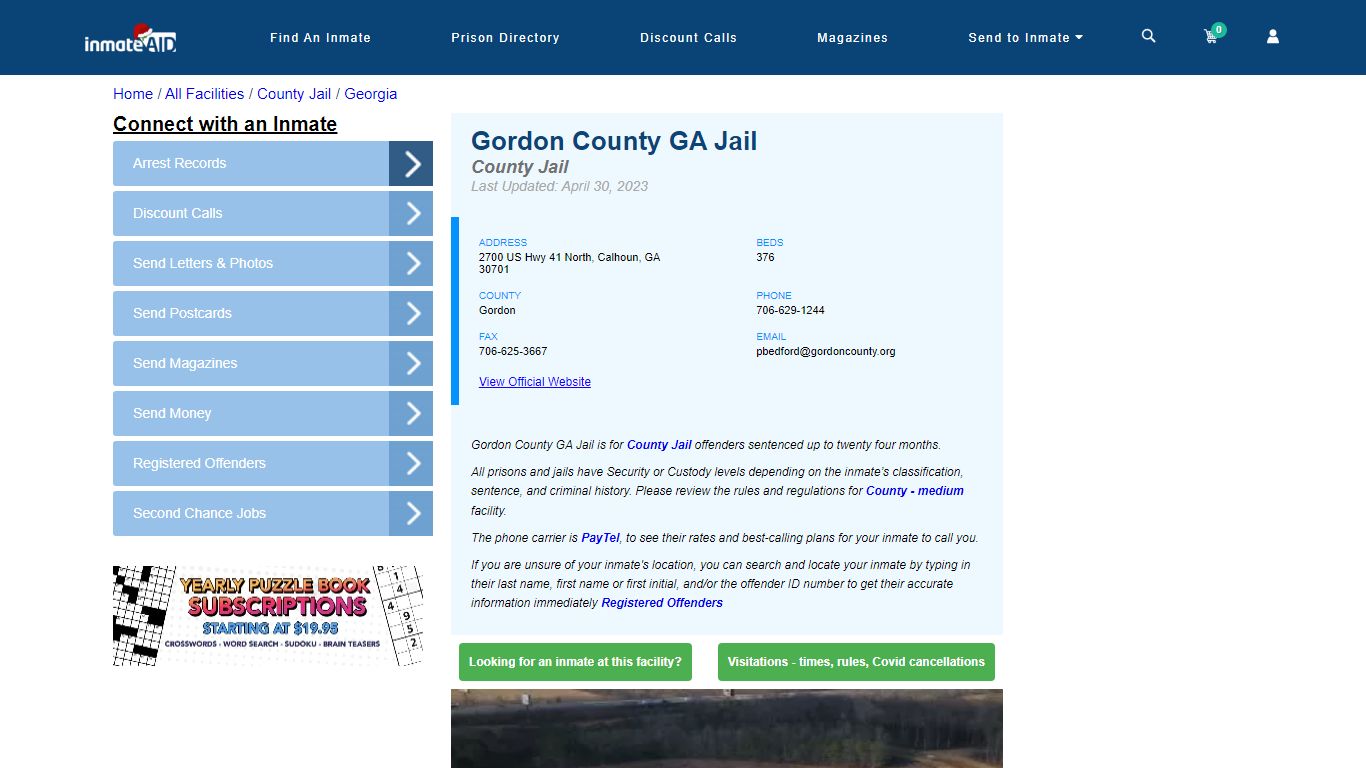 Gordon County GA Jail - Inmate Locator - Calhoun, GA